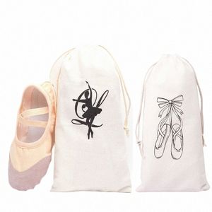 1pcs Double Drawstring Ballet Dance Bag Canvas Ballet Bag For Girls Ballerina Pointe Shoes Bags Ballet Dance Accories e5JE#