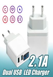 21A Smart Charger Wyświetlacz LED DUAL USB TELEFONAL CHARED Wyświetlacz Smart Wtyczka Mobilna Mobilna ściana podróżna Adapter kompatybilny dla Androida WI3692720