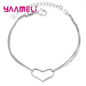 Link Bracelets Charm Heart for Women Jewelry Hollow Pingente Bangles Femme Gifts Big Promoção