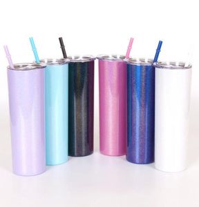 Sublimation Tumbler Tassen 20oz Glitter Drinkwaren Edelstahl -Geradetumbler Regenbogen Tumbler Vakuum isoliertes Kaffeetasse mit 6457757