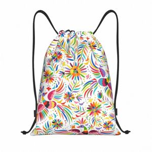 mexican Fr Drawstring Bags Men Women Portable Sports Gym Sackpack Floral Folk Shop Storage Backpacks 49Ql#