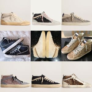 Neue Veröffentlichung High Tops Schuhe Star Sneakers Frau Casual Shoes Luxus Pailletten Klassiker weiß do alter schmutziger Trainer Leder-Glitzer-Stiefel Herren Schuh Schuh