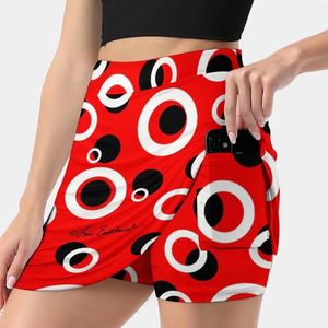 Skirts Circles On Red Women's Skirt With Hide Pocket Tennis Golf Badminton Running Black White