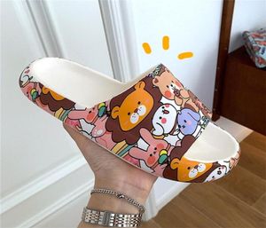 Summer Beach Slides Women Men Slippers Sandals Flip Flops Cartoon Bear Dog Lion سميكة وحيدة المنزل أحذية الحمام في الهواء الطلق 22041373060