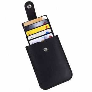 1PC Multi-kort Bit PU-läderskiktad dold pull-kortväska Slim Wallet Portable Bus ID Kreditkort Badge Holder Organizer Väskor M2BV#