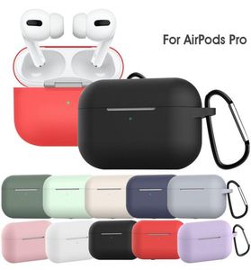 DHL nyaste tjockt flytande silikonfodral Vattentät för Apple AirPods Pro med metallspänne 12 Färger Valfria EarpBuds Case7911229