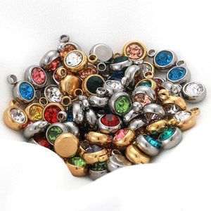 20st Rostfritt stål Rhinestone Charms 6mm Rhinestone Crystal Beads Charms hängen för DIY -smycken som gör 240408