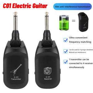 Kablar C01 Electric Guitar Wireless Pickup Max 30M Transmission Guitar Wireless System Sändare Justerbar för elektrisk trumfiol
