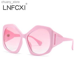 Occhiali da sole lnfcxi Fashion oversize oversize o occhiali da sole gatto rosa da sole da sole da sole da sole da sole da sole Design marchio Design vintage Glassini da sole femmina femminile Big Shade Y240416