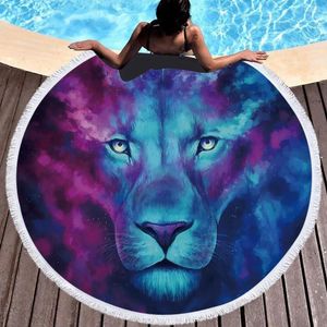 Handtuch Luxus Dream Lion Blume Schwimmen absorbierende große runde Mikrofaser -Strandhandtücher Deckenbad für Erwachsene Serviette de Plage