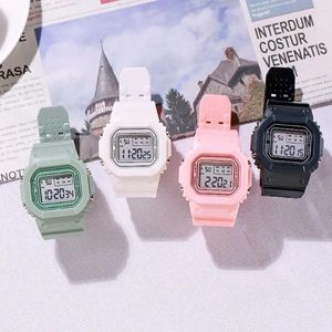 Zegarek na rękę silikonową galaretkę Watches Waterproof Women Men Digital zegar Square Multifunkcyjny sportowy zegarek sportowy