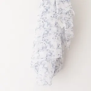 Scarves Women Blue White Butterfly Printted Voile Scarf Female Summer Light Long Shawl Cotton Linen Feel Headscarf Bufandas 2024