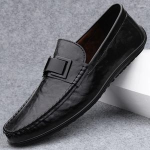 Casual Shoes Fashion Mens Genuine Leather Wedding Business Dress Loafers Men Breathable Summer Hollowed Out