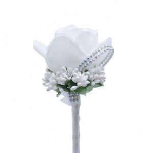 Meldel Wedding Corsages och Boutnieres Artificial Roses Silk Groom Boutniere Fr Groomsman Butthole Mariage Accores C058#
