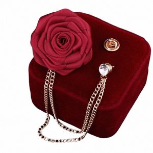花ride室Boutniere Wedding Corsage Cloth Hand-Made Rose Fr Brooch Lapel Pin Badge Tassel Chain Men's Suit Accories M2yv＃