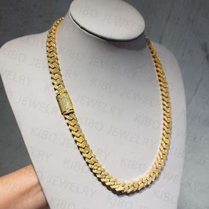 Hip Hop Bling 12mm Vvs Moissanite Diamond Iced Out Necklace Sliver Cuban Link Chain