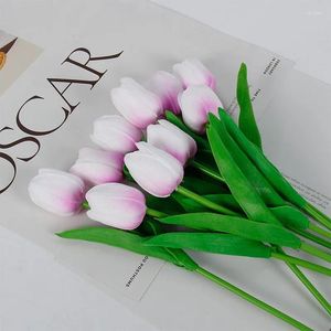 Decorative Flowers 10pcs 1 Bunch Of Tulips Fake Home Decoration PU Touch Artificial Po Wedding Holding