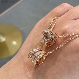 Designer Bvlgarys925 Jewelry Bulgarie Bracelet 925 Pure Silver Treasure Home Full Diamond Snake Necklace Plated with 18k Rose Gold Three Rings Head and Tail Diamond