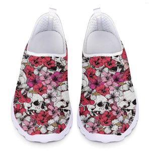 Casual Shoes Flower Skull Print Woman Penny Loafers Women Running Sneakers Slip On Flats Female Mesh Ladies Summer Beach