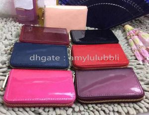 Whole new designer Patent leather shinny short wallet Fashion high quality coin purse women designer wallet classic zipper poc9719590