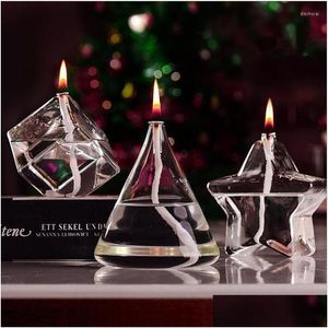 Candle Holders Cubic Shaped Glass Oil Lamp Wedding Decoration Handcraft Portacandela Friend Gift Holder Drop Delivery Home Garden Dhe2F