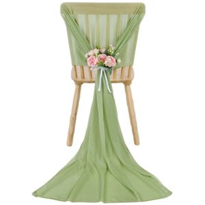 6pcs Chiffon Chair Sashes Gauze Vintage for Romantic Wedding Arch Birthday Party Baby shower Valentines Day Decor 240407