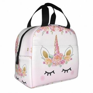 cute Unicorn Carto Pattern Portable Lunch Box Women Waterproof Thermal Cooler Food Insulated Lunch Bag School Children Student l8TA#
