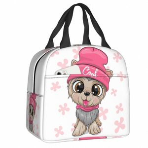 Cool Yorkshire Terrier Resuable Lunch Boxs Women Multifunti Carto Dog Cooler Термическая пища изолированная сумка для ланча Офис работы Q1xj#