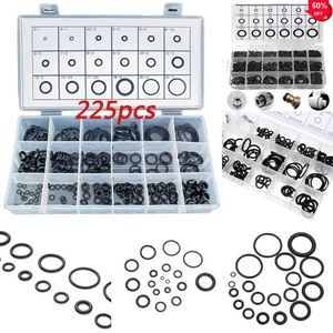 2024 225st. Svart gummi o Ring sortiment bricka packning tätning o-ring kit 18 storlekar med plastlåda dammtät tätningstillbehör