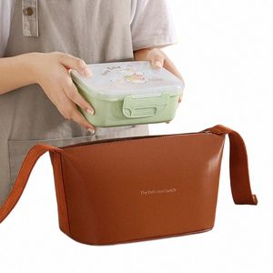 PU Portable Isolated Bento Food Lunch Box Thermal Bag Outdoor Picnic Storage Ice Bags Office Tote Lunch Väskor för kvinnor W0Y3#