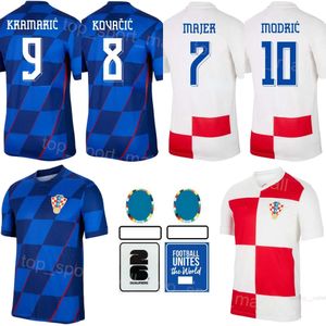 2024-2025 Croacia 11 Brozovic Soccer Jerseys Cup 15 Pasalic 4 Perisic 7 Rakitic 17 Mandzukic 7 Majer 9 Kramaric 13 Kits de camisa de futebol da equipe nacional VLASIC Modric