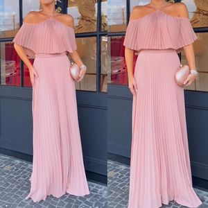 Halter Neck Evening Dress Long A Line Prom Dress Elegant Spaghetti Straps Chiffon Formal Party Gown for Women
