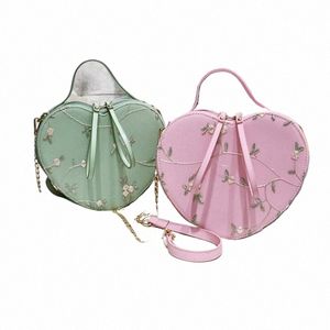 lace Shoulder Bag Peach Heart Women Bags 2024 New Embroidery Handbag Portable Girl Diagal Bag Heart-shaped Chain Bag For Girl E3vr#