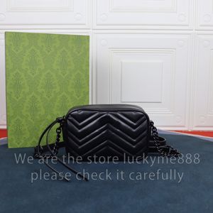 12A lustro Jakość designer mini marmont torba z aparatem 18 cm damska matelasse chevron skórzana torebka torebki Crossbody Crossbody Black ramię