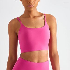 Frauen Tanks Mode Frauen Sport tops u Hals sexy Ankunft Fitness Yoga Weste Nylon Elastizität Rückenless Athletic Sportswear Gym BH BH