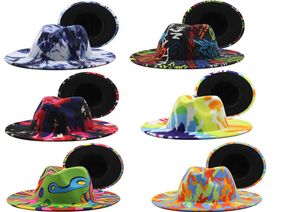 Colorful Wide Brim Church Derby Top Party Hat Panama Federas for Men Women Artificial Wool British Style Jazz Cap7502431