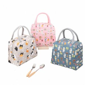 FuncTial Pattern Cooler Lunch Box Portable Isolated Canvas Lunch Bag Thermal Food Picnic Lunch Påsar för Women Kids 72S6#