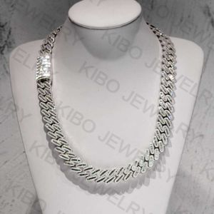 Moissanite Chains Baguette Cut Diamond 18mm Men Necklace Silver Iced Out Vvs Cuban Link Chain 2 Buyers