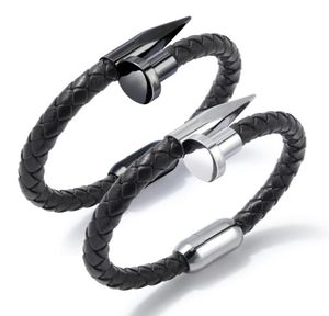 Fashion Simple Men Jewelry Multilayer Leather Bracelet Stainless Steel Magnetic Buckle Charm Bracelet Genuine Leather Weave Brace1262925