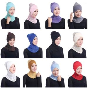 Etniska kläder undrscarf muslimska kvinnor inre hijab hatt ramadan bön mössa huvudduk turban overhead motorhuve islamisk huvud halsduk wrap amira