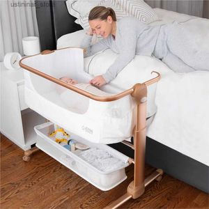 Baby Cribs Bassinet Bedside Sleeper For Baby Easy Folding Portable Crib med förvaringskorg för nyfödd sängen Bassinet L416