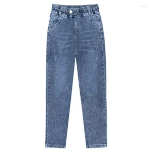 Kvinnors jeans Autumn Casual All-Match Slim Women High Quality High-Rise byxor Elastiska midja Ladies Cowboy Pants 4XL