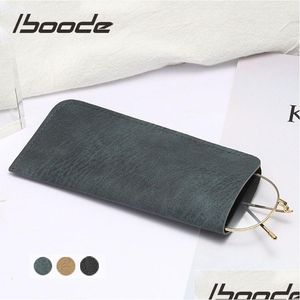 Sunglasses Cases Iboode Soft Leather Reading Glasses Bag Case Waterproof Solid Sun Pouch Simple Eyewear Storage Bags Accessories Drop Dhndk