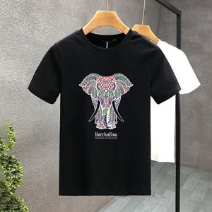 Högkvalitativt lyxvarumärke 100% bomulls elefanttryck Tees Summer Harajuku Menwomen Short Sleeve T-shirt Asiatisk storlek S-5XL 240416