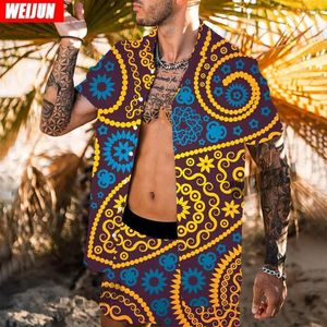 Men's Tracksuits Summer Casual Short Sleeve Shirt Set 3D Digital Printed Hawaiian Beach Fashion Suit