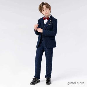 Suits Children Gary Navy Blue Luxurious Birthday Dress Kids Photograph Suit Boys Formal Wedding Party Performance Dance Tuxedo Wear