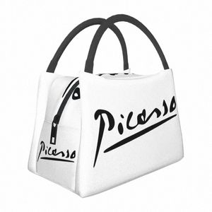 Pablo Picasso signatur Termisk isolerad lunchväska djurskisser Portable Lunch Tote för utomhuskamtor Matlåda P1oi#