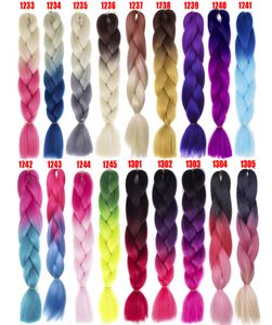 100G Synthetic Jumbo Zöpfe Haare 24 Zoll Hochtemperaturfaser -Jumbo -Brading Ombre Häkeln Flechthaarverlängerungen8728351