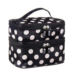 Bolsa cosmética de grande capacidade Bolsa de maquiagem coreana Dot Women Bolsa Bolsa portátil Tela Big Travel Bag9987403