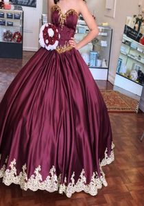 Принцесса дизайнер плюс размер бургундский шариковой платье Quinceanera платья на плече кружевные шарики 16 Sweet Sweep Train PROM 8595673